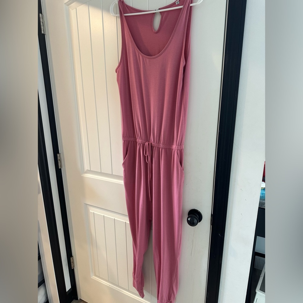 Sleeveless Pink Jumpsuit with Drawstring Waist